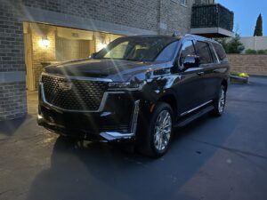 Escalade limo outside Notre Dame Indiana